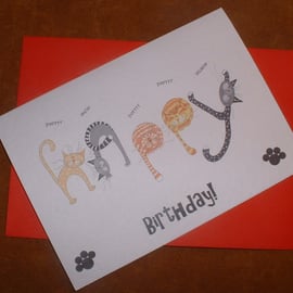 "Happy Cats" Birthday Card