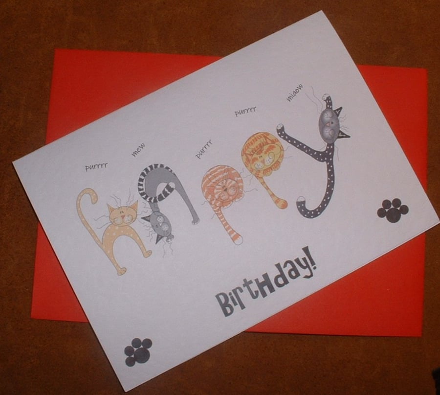 "Happy Cats" Birthday Card