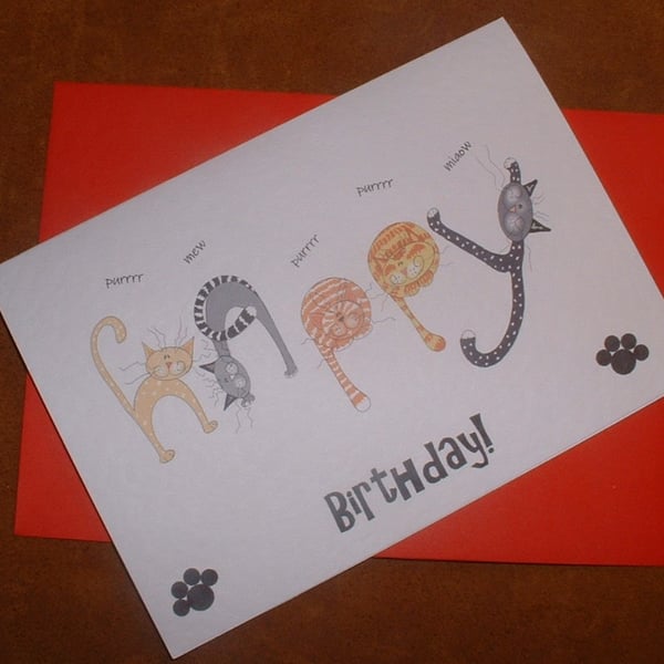 "Happy Cats" Birthday Card