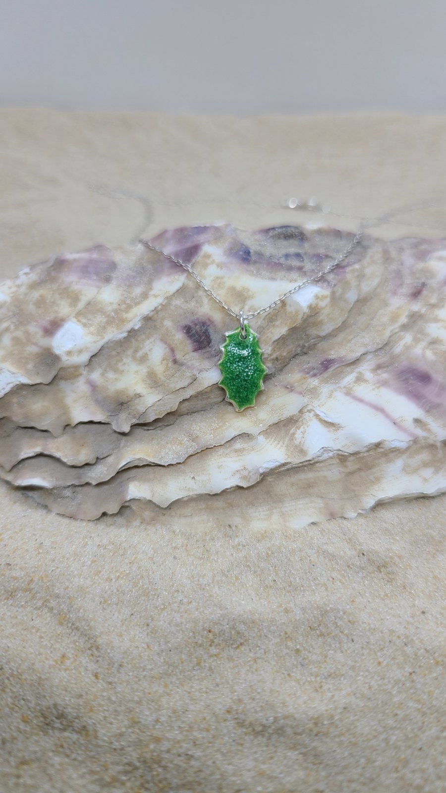 Green Holly leaf pendant