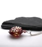 lampwork glass cranberry and gold glitter flower pendant necklace - Image 4