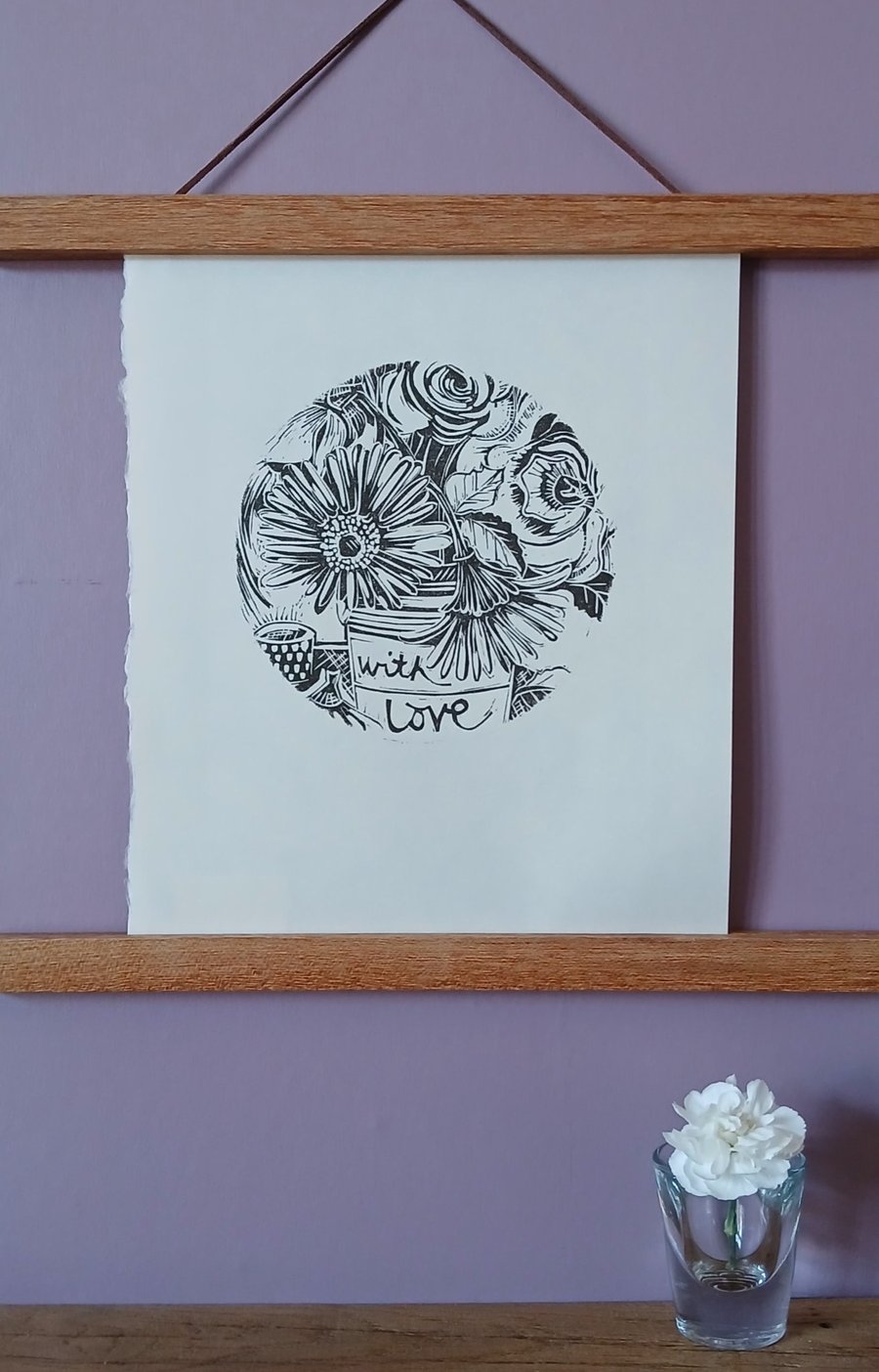 'Blooms, with Love', Linocut Print on Bunkoshi Select Paper