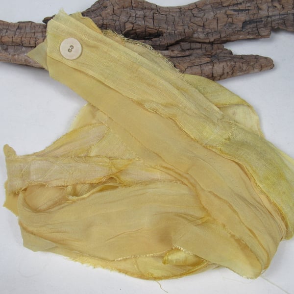 Weld Natural Dye Yellow Scrappy Cotton Silk Ribbon Pack