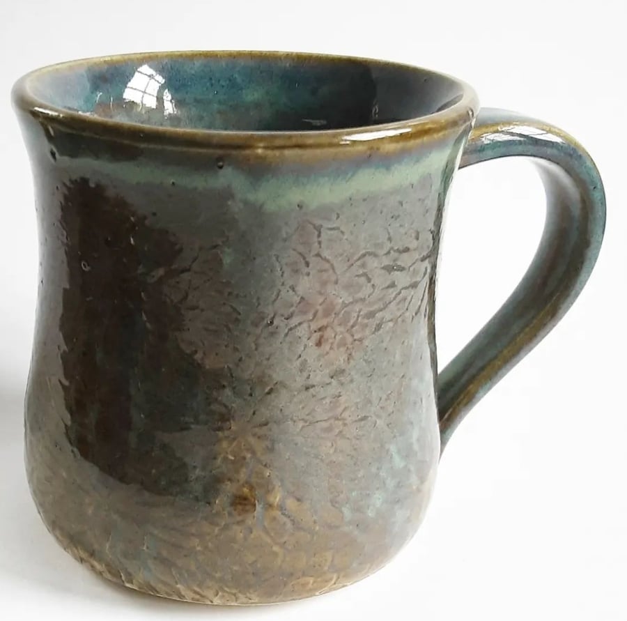 Blue and Brown Glazed Mug - Hand Thrown Stoneware Ceramic Mug 