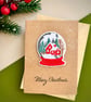 Christmas snow globe card embroidered winter cottage greeting traditional Xmas - Image 9