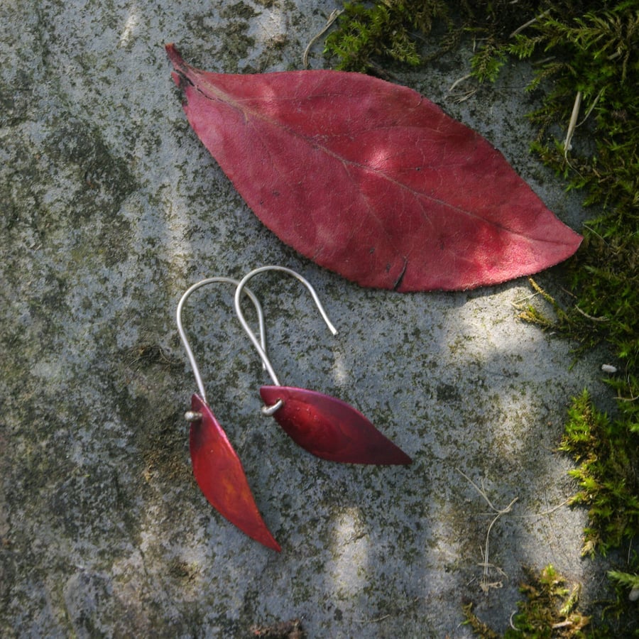 Red Autumn Leaf Dangle Earrings