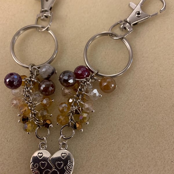 Mother and Daughter Double Key Ring or Bag Charm