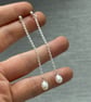 Rice Pearl Long Drop Earrings - Handmade, Sterling Silver  - Image 2