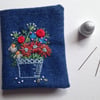 Embroidered denim sewing needlecase
