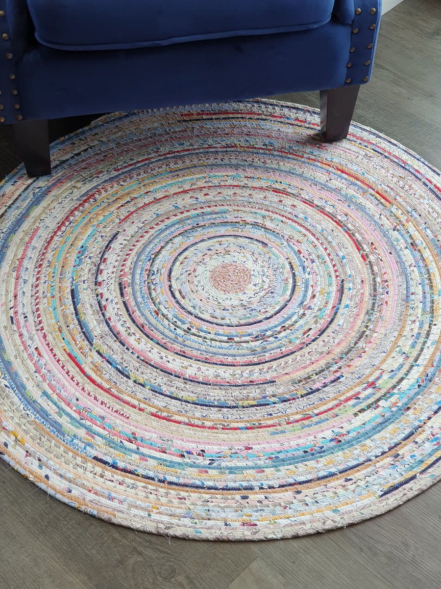 Fabric Wrapped Rope Rug Multicoloured Pale 