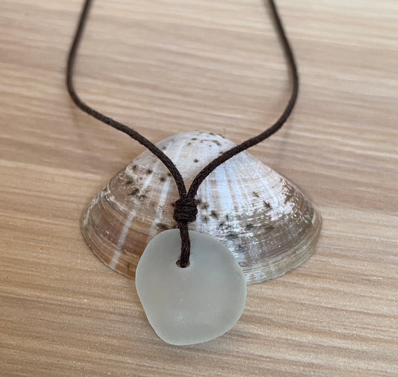 Adjustable Clear Sea Glass Necklace