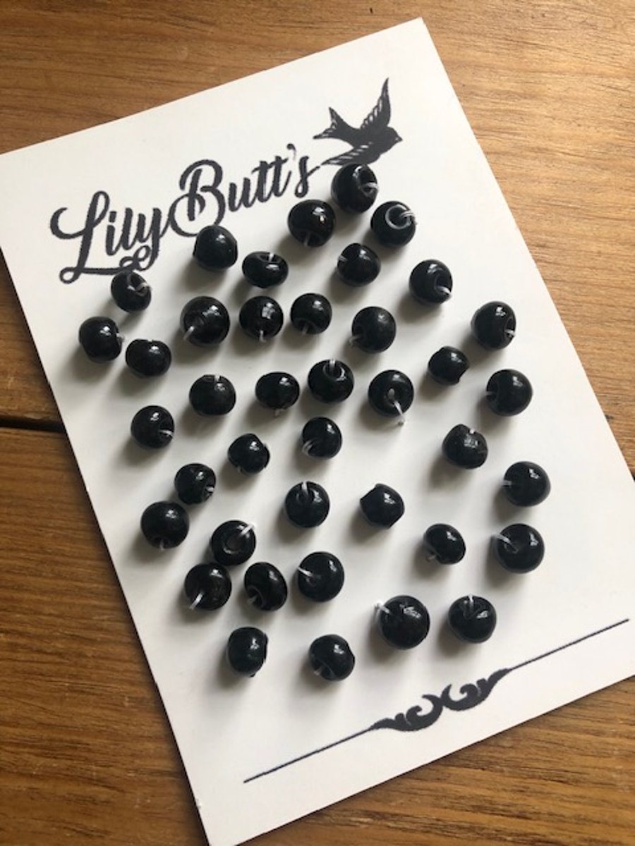 40 vintage Black Glass Chunky Seed Beads 3 to 5 mm