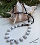 Howlite,  Black Onyx & Black Agate Silver Plated Necklace - Image 1