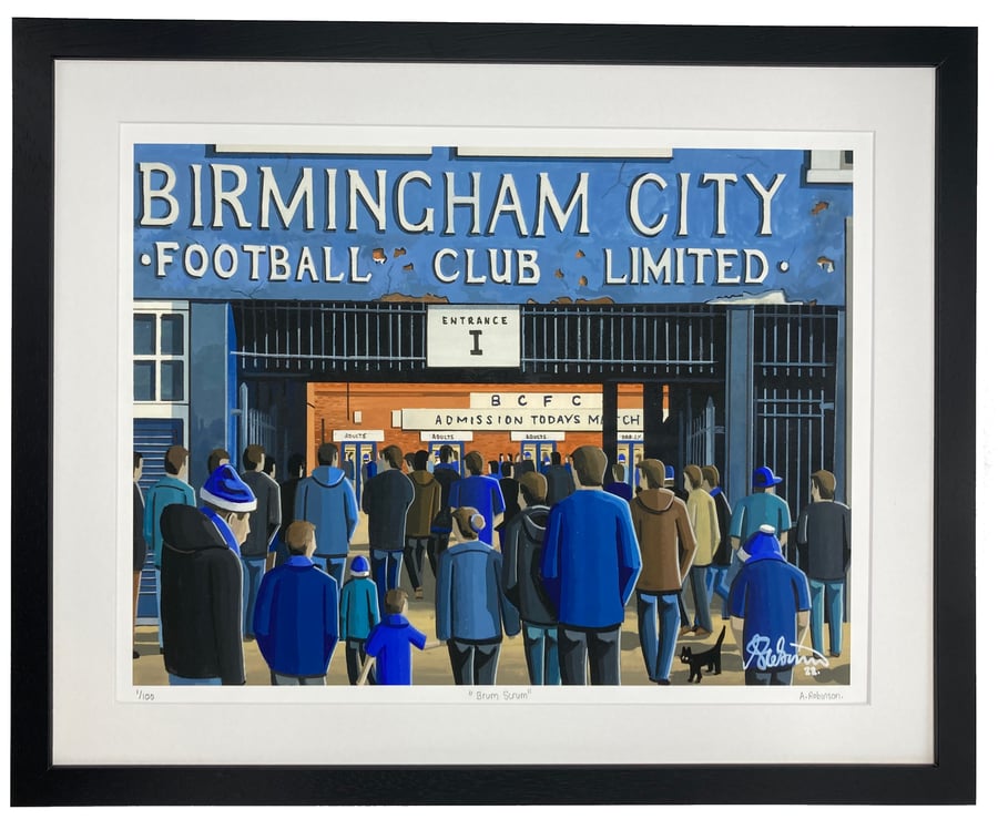 Birmingham City F.C, St Andrews, Limited Edition Framed Art Print (20" x 16")
