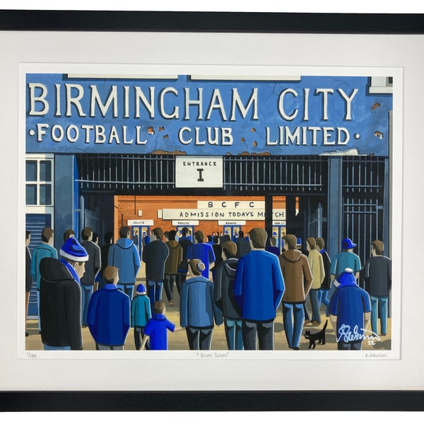 Birmingham City F.C, St Andrews, Limited Edition Framed Art Print (20" x 16")