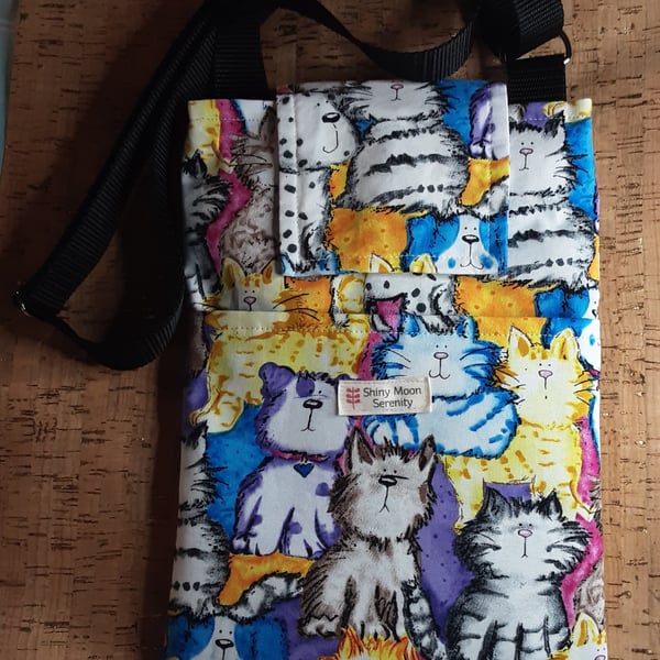 Multi Coloured Cat & Dog Print Cross-body Bag