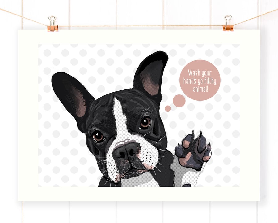 Boston Terrier pop art print, Personalised Boston Terrier Mother's day gift idea
