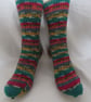 Hand-cranked Knitted Ribbed Wool Socks Size 4 to 5 - Image 1