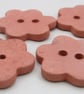 4 Smooth Terracotta Ceramic Flower Buttons - Image 2