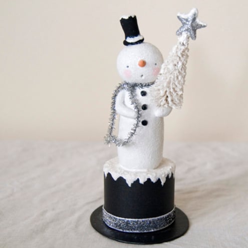 Vintage style Christmas folk art  tall snowman figure 