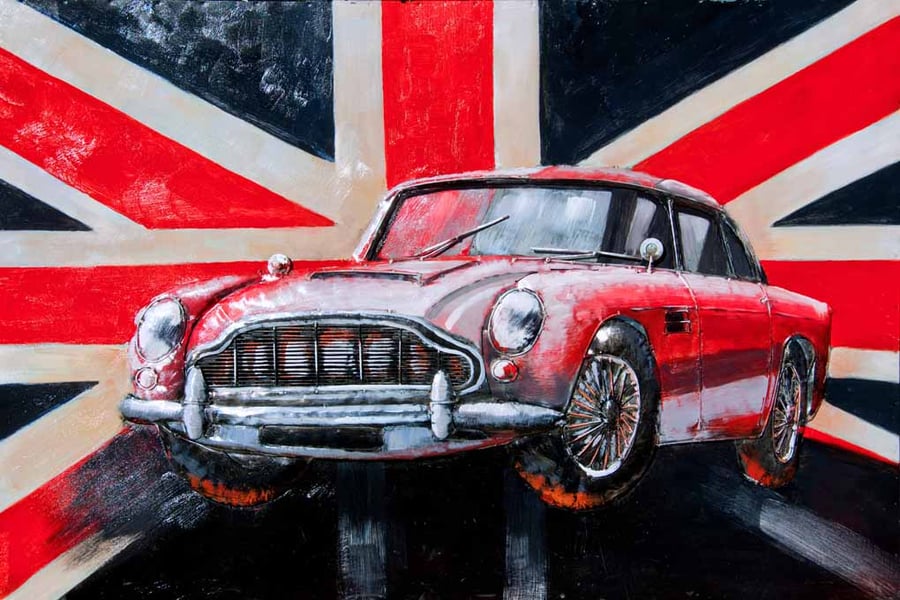 Aston Martin DB5 Sports Car Union Jack Photograph Print