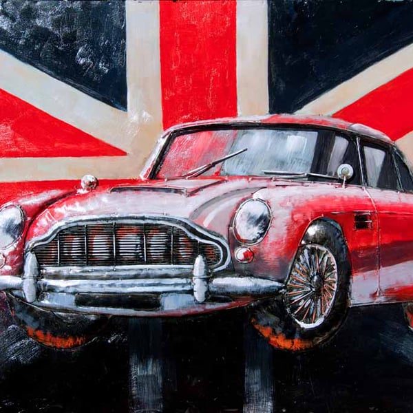Aston Martin DB5 Sports Car Union Jack Photograph Print