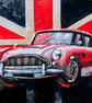Aston Martin DB5 Sports Car Union Jack Photograph Print - Image 1