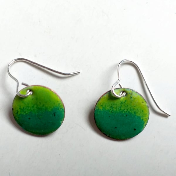 earrings - round drop - green tones