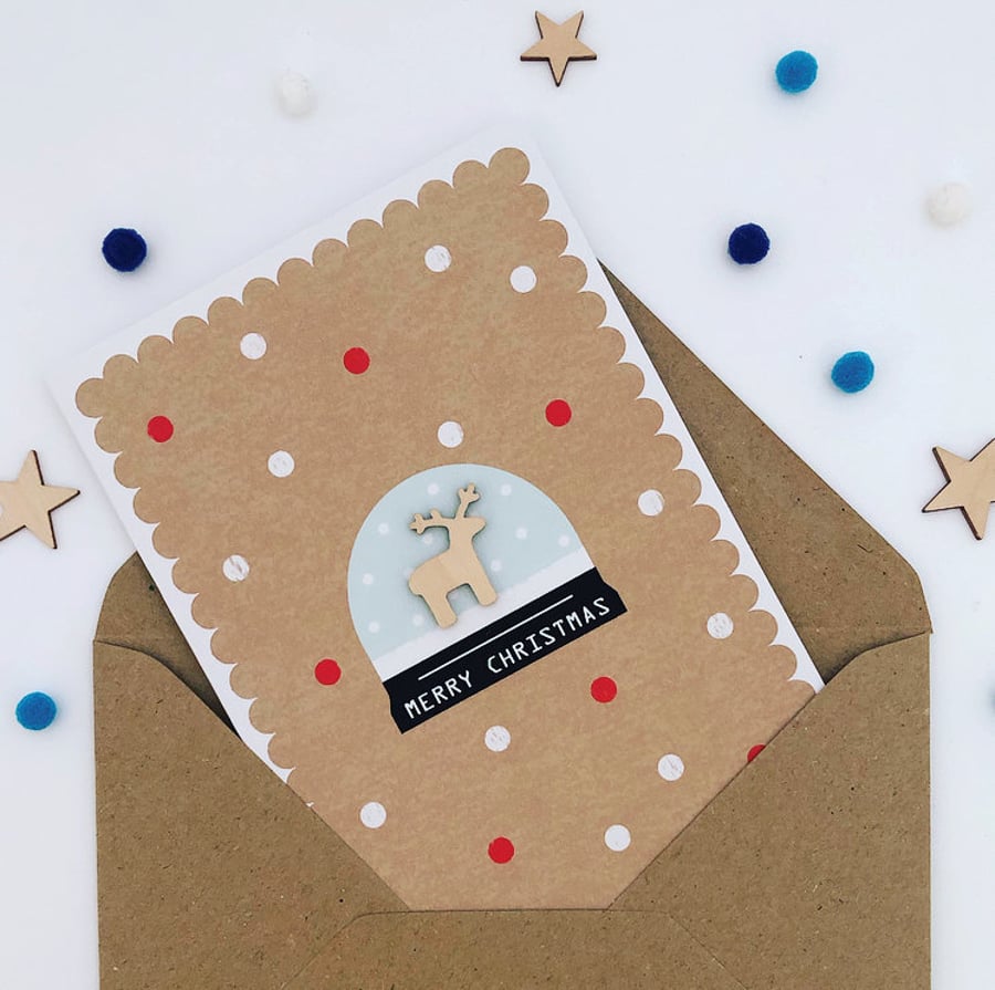 Reindeer Christmas Card - Handmade Card - Luxury Christmas Card