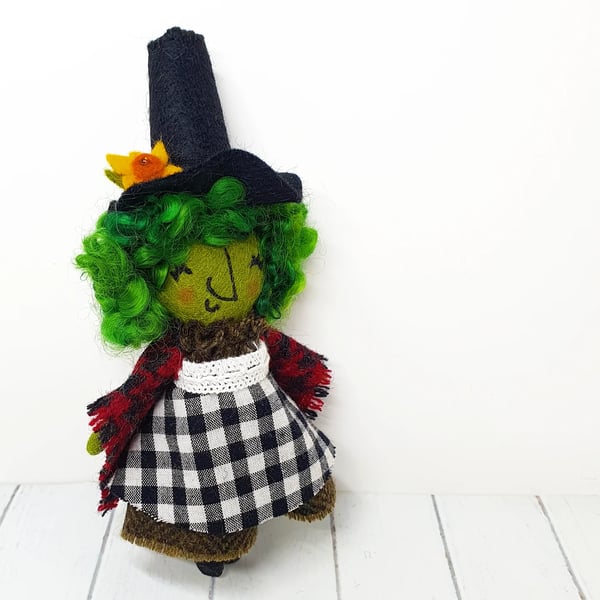 Welsh Lady Witch Art Doll Green Hair