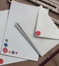 Illustrated letter paper and envelopes with original buttons design