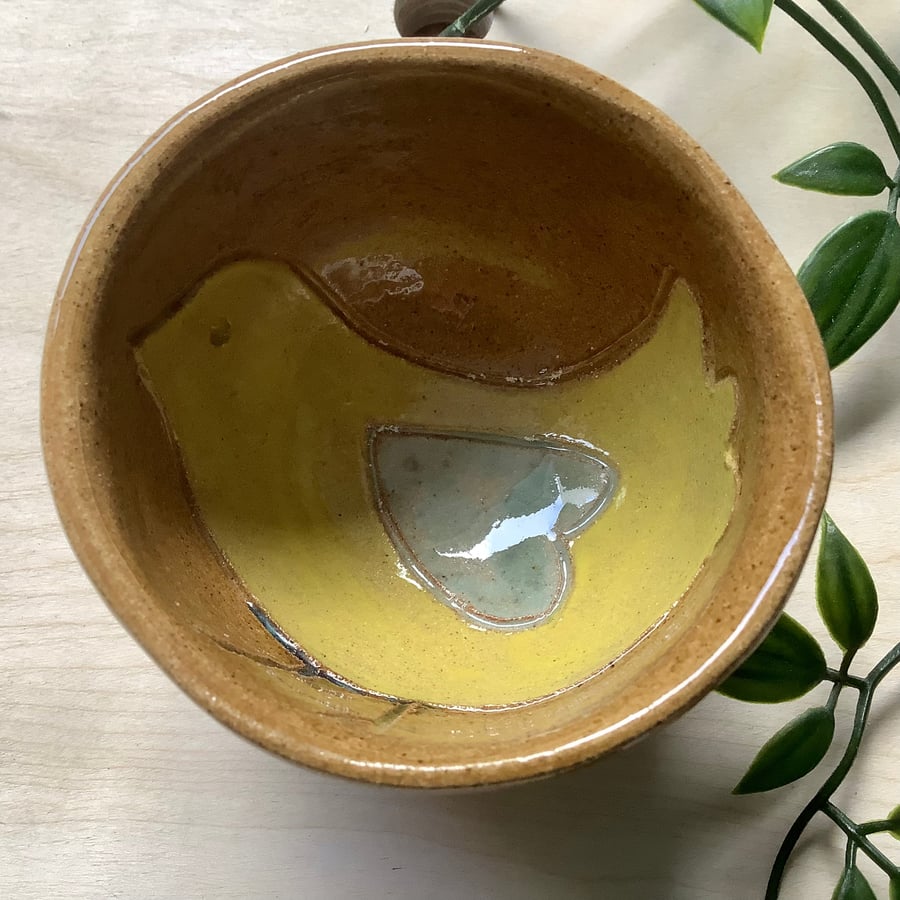 Yellow and blue bird bowl small