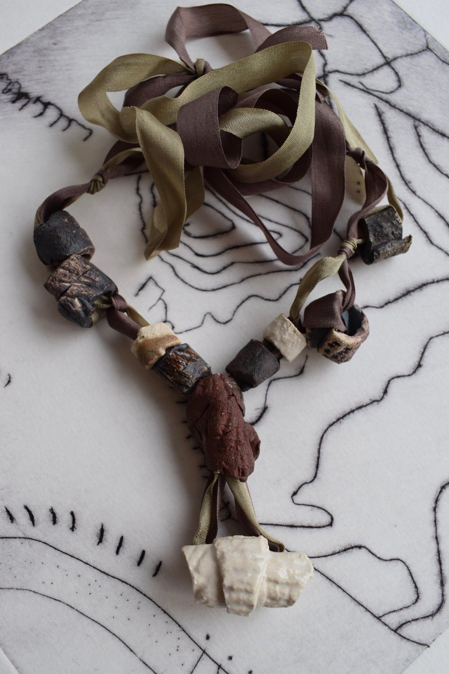 Necklace with Ceramic Shell Beads