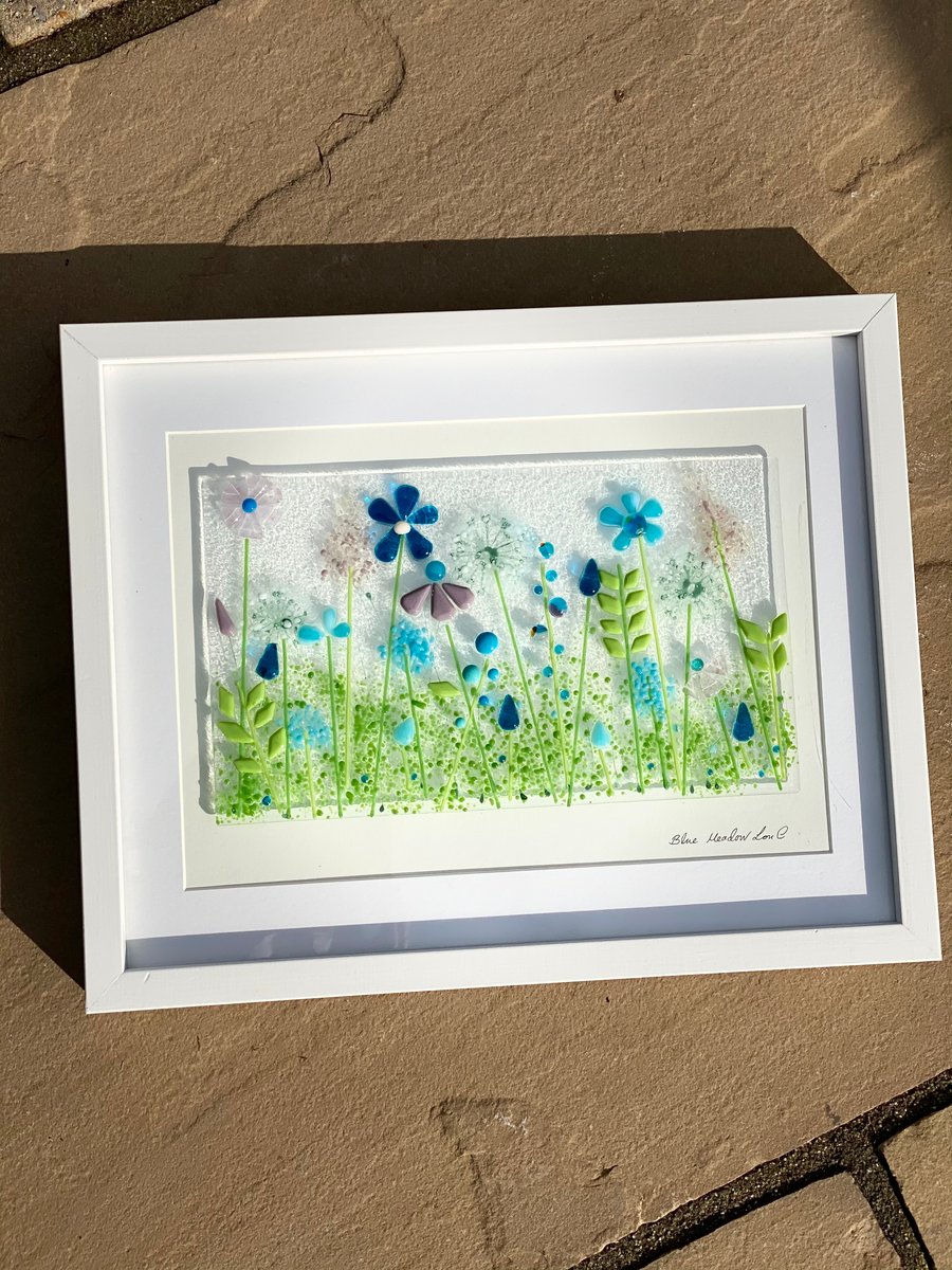 Fused glass flower meadow picture