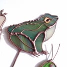 Stained Glass Frog Plant Decoration - handmade in Hampshire