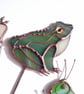 Stained Glass Frog Plant Decoration - handmade in Hampshire