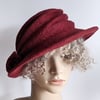 Ruby red felted wool hat - 'The Crush' - designed to pack flat