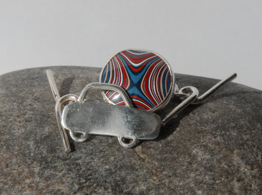 Silver and fordite cufflinks (pair 1)