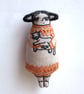 Gorse Fae with Kitty- A Miniature Hand Embroidered Textile Art Doll - 7.5cms