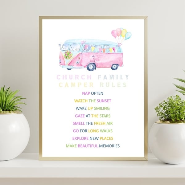 Personalised Camper Van Life - Rules can be edited for your own rules