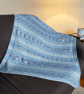 Hand Knitted Blue Baby Blanket Fair Isle Pram Blanket Gift