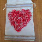 Rag Rug Drawstring Bag with heart