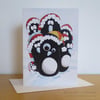 HALF-PRICE Googley-eyed penguin card A5