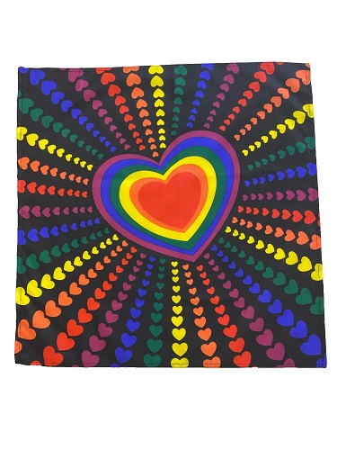 23" x 23" 59 x 59 cm Rainbow Love Hearts Pride Flag Bandana Head Scarf Neck Tie