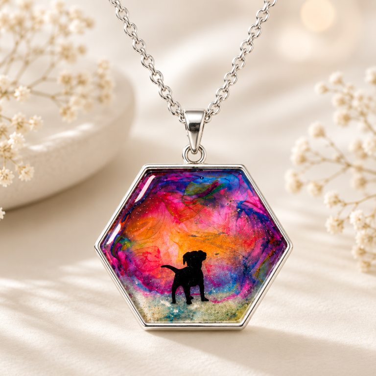 Memorial resin jewellery over the rainbow 