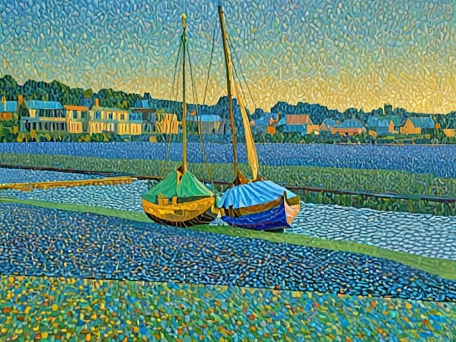 A4 Print Boats Blakeney North Norfolk 