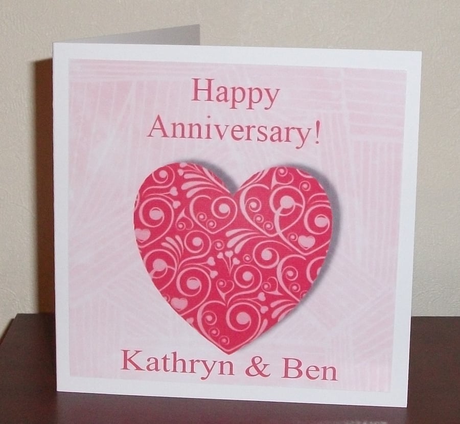 Anniversary card,  Floral heart