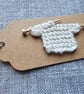 Cream Gift Tag with Tiny Knitted Jumper, gifts for NEW BABIES or KNITTERS - Image 1