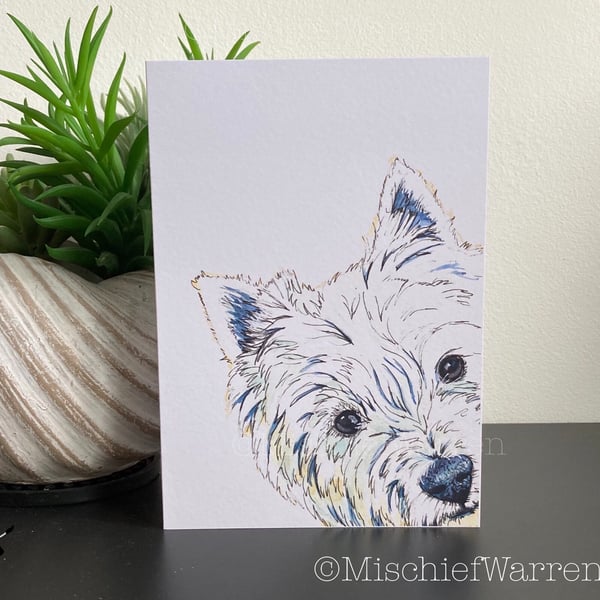 Westie Card. West Highland Terrier Blank or Personalised card for any occasion.