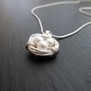 White Freshwater Pearl Nest Pendant - Wire-wrapped Sterling Silver Necklace